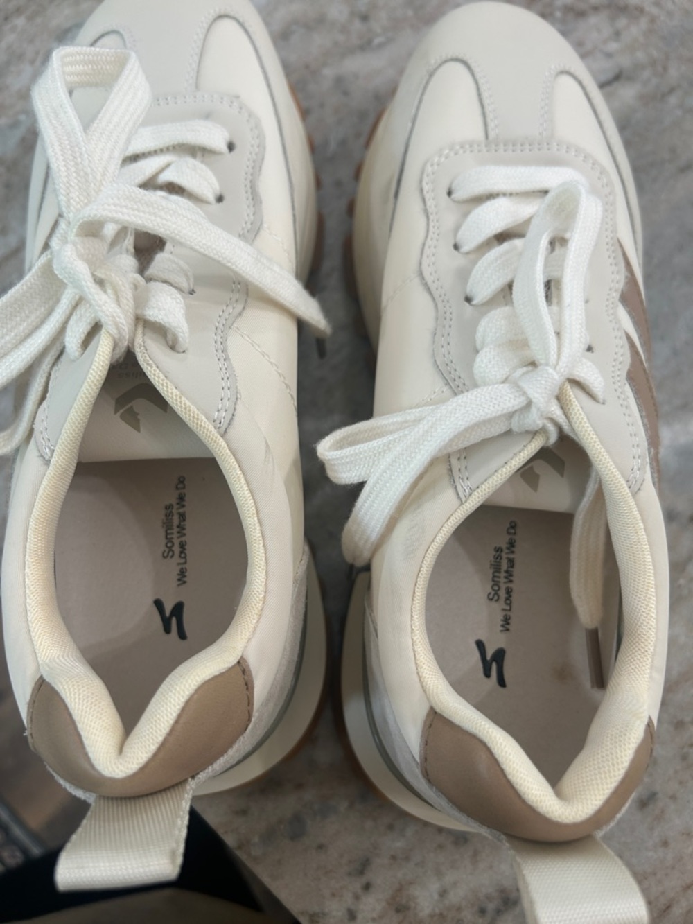 Tik Tok Favorite somiliss Neutral Beige Tan Suede Sneakers 9 EUC Instagram Fav - Picture 8 of 8